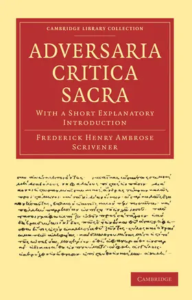 Scrivener |  Adversaria Critica Sacra | Buch |  Sack Fachmedien