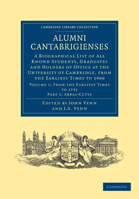 Venn |  Alumni Cantabrigienses - Volume 1 | Buch |  Sack Fachmedien