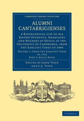 Venn |  Alumni Cantabrigienses - Volume 1 | Buch |  Sack Fachmedien