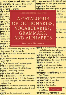 Marsden |  A Catalogue of Dictionaries, Vocabularies, Grammars, and Alphabets | Buch |  Sack Fachmedien