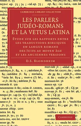 Blondheim |  Les Parlers Jude O-Romans Et La Vetus Latina | Buch |  Sack Fachmedien