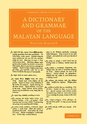 Marsden |  A Dictionary and Grammar of the Malayan Language | Buch |  Sack Fachmedien