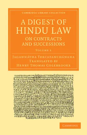 Tarkapanachanana / Tercapanchánana |  A Digest of Hindu Law, on Contracts and Successions | Buch |  Sack Fachmedien