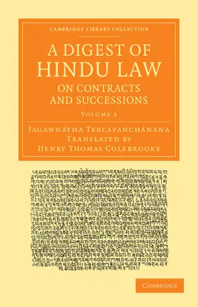 Tarkapanachanana / Tercapanchánana |  A Digest of Hindu Law, on Contracts and Successions | Buch |  Sack Fachmedien