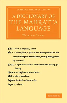 Carey |  A Dictionary of the Mahratta Language | Buch |  Sack Fachmedien