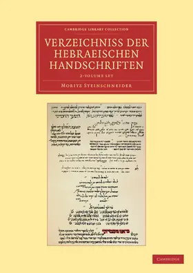 Steinschneider |  Verzeichniss Der Hebraischen Handschriften | Buch |  Sack Fachmedien