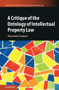 Peukert |  A Critique of the Ontology of Intellectual Property Law | Buch |  Sack Fachmedien