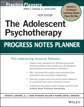 Jongsma / Peterson / McInnis |  The Adolescent Psychotherapy Progress Notes Planner | Buch |  Sack Fachmedien