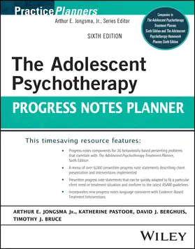 Jongsma / Pastoor / Berghuis | The Adolescent Psychotherapy Progress Notes Planner | Buch | 978-1-119-90640-7 | www.sack.de
