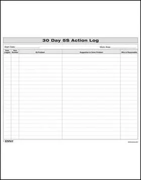Enna |  5S: 30 Day Action Log | Loseblattwerk |  Sack Fachmedien