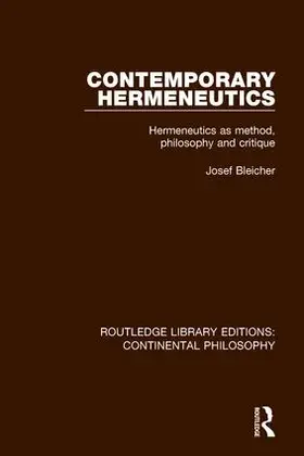 Bleicher |  Contemporary Hermeneutics | Buch |  Sack Fachmedien