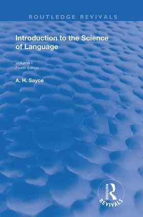 Sayce |  INTRODUCTION TO THE SCIENCE OF LANGUAGE | Buch |  Sack Fachmedien