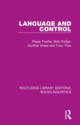 Fowler / Hodge / Kress | Language and Control | Buch | 978-1-138-34986-5 | sack.de
