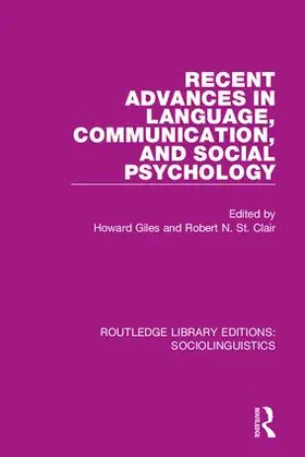Giles / St. Clair |  Recent Advances in Language, Communication, and Social Psychology | Buch |  Sack Fachmedien