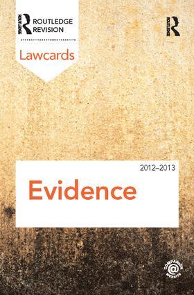 Routledge |  Evidence Lawcards 2012-2013 | Buch |  Sack Fachmedien