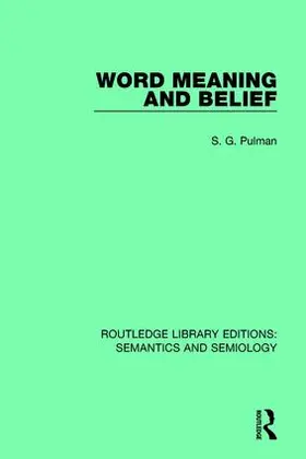 Pulman |  Word Meaning and Belief | Buch |  Sack Fachmedien