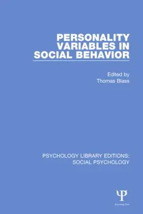 Blass |  Personality Variables in Social Behavior | Buch |  Sack Fachmedien