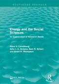 Landsberg / Schanz, Jr. / Schurr |  Energy and the Social Sciences | Buch |  Sack Fachmedien