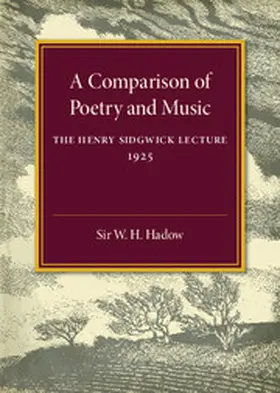 Hadow |  A Comparison of Poetry and Music | Buch |  Sack Fachmedien