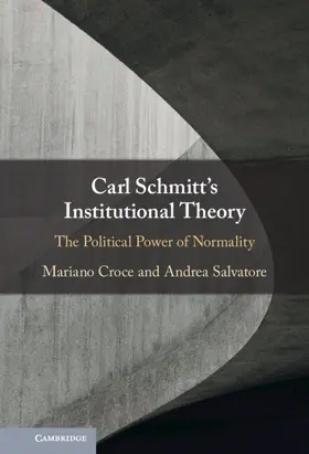 Croce / Salvatore |  Carl Schmitt's Institutional Theory | Buch |  Sack Fachmedien