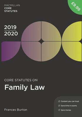Burton |  Core Statutes on Family Law 2019-20 | Buch |  Sack Fachmedien