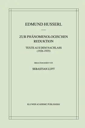 Luft / Husserl |  Zur Phänomenologischen Reduktion | Buch |  Sack Fachmedien