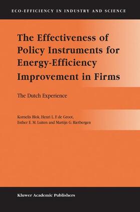 Blok / Rietbergen / de Groot | The Effectiveness of Policy Instruments for Energy-Efficiency Improvement in Firms | Buch | 978-1-4020-1965-4 | sack.de