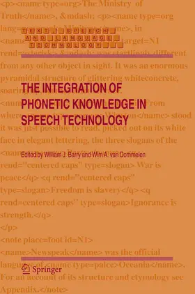 Barry / Dommelen |  The Integration of Phonetic Knowledge in Speech Technology | eBook | Sack Fachmedien