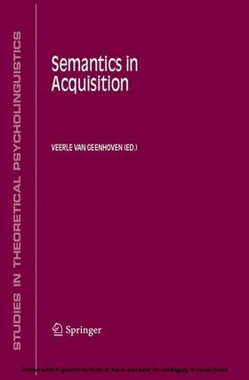 van Geenhoven |  Semantics in Acquisition | eBook | Sack Fachmedien