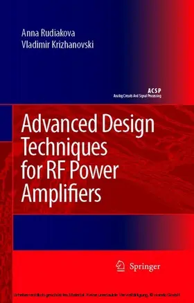 Rudiakova / Krizhanovski |  Advanced Design Techniques for RF Power Amplifiers | eBook | Sack Fachmedien