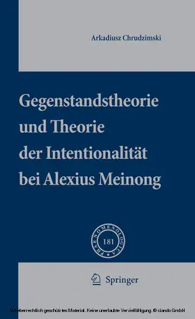 Chrudzimski | Gegenstandstheorie und Theorie der Intentionalität bei Alexius Meinong | E-Book | www.sack.de