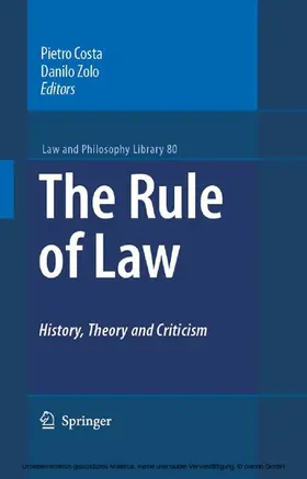 Costa / Zolo | The Rule of Law History, Theory and Criticism | E-Book | sack.de