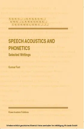 Fant |  Speech Acoustics and Phonetics | eBook | Sack Fachmedien