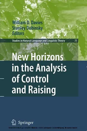 Davies / DUBINSKY / Dubinsky |  New Horizons in the Analysis of Control and Raising | eBook | Sack Fachmedien