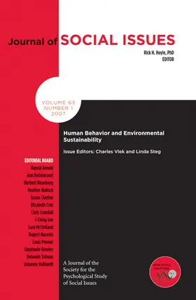 Vlek / Steg / Hoyle |  Human Behavior and Environmental Sustainability | Buch |  Sack Fachmedien