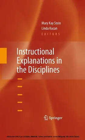 Stein / Kucan |  Instructional Explanations in the Disciplines | eBook | Sack Fachmedien