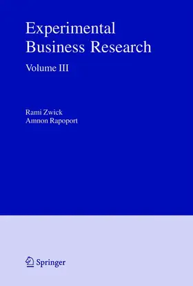Rapoport / Zwick |  Experimental Business Research | Buch |  Sack Fachmedien
