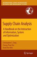 Tang / Wei / Teo |  Supply Chain Analysis | Buch |  Sack Fachmedien