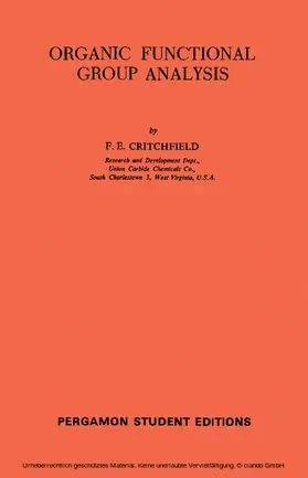 Critchfield / Belcher / Gordon |  Organic Functional Group Analysis | eBook | Sack Fachmedien