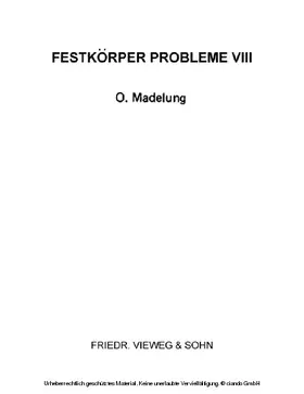 Madelung |  Festkörper Probleme VIII | eBook | Sack Fachmedien