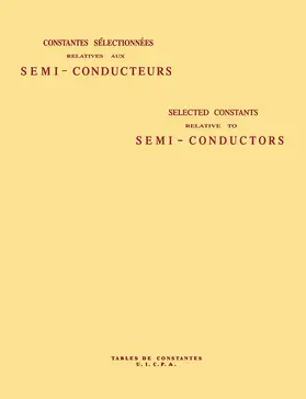Aigrain / Balkanski |  Selected Constants Relative to Semi-Conductors | eBook | Sack Fachmedien