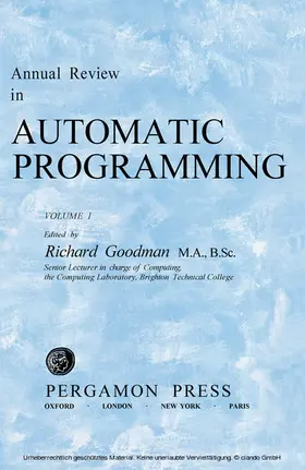 Goodman |  Annual Review in Automatic Programming | eBook | Sack Fachmedien