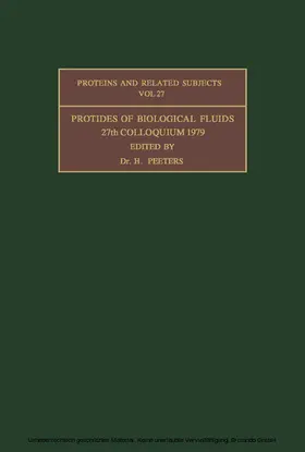 Peeters |  Protides of the Biological Fluids | eBook | Sack Fachmedien