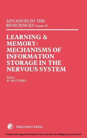 Matthies |  Learning and Memory | eBook | Sack Fachmedien