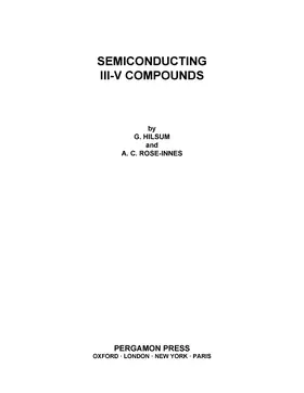 Hilsum / Rose-Innes / Henisch |  Semiconducting III-V Compounds | eBook | Sack Fachmedien