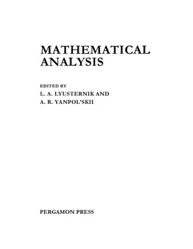 Lyusternik / Yanpol'Skii |  Mathematical Analysis | eBook | Sack Fachmedien