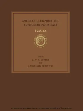 Dummer / Mackenzie Robertson |  American Ultraminiature Component Parts Data 1965-66 | eBook | Sack Fachmedien