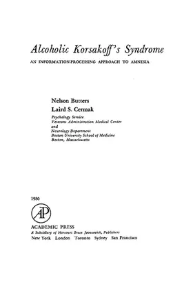 Butters / Cermak |  Alcoholic Korsakoff's Syndrome | eBook | Sack Fachmedien