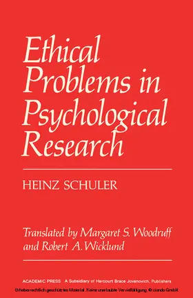 Schuler |  Ethical Problems in Psychological Research | eBook | Sack Fachmedien