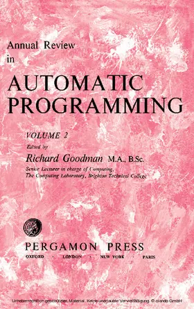 Goodman |  Annual Review in Automatic Programming | eBook | Sack Fachmedien